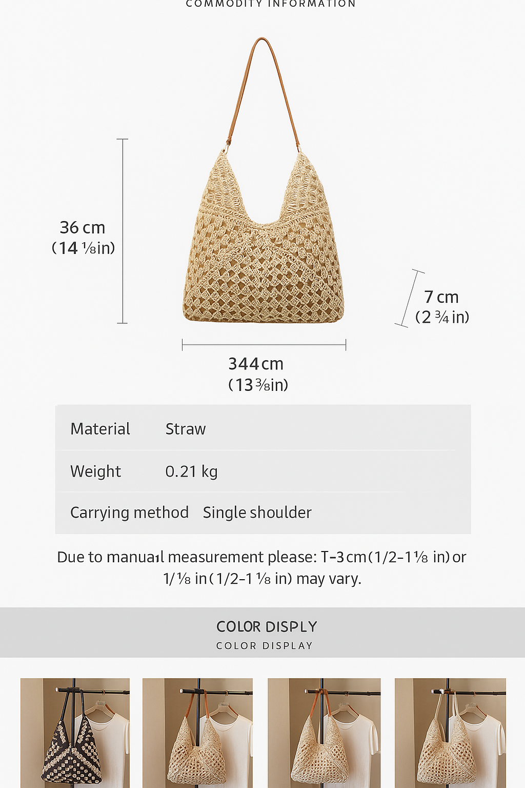 Handmade Crochet Straw Beach Bag – Boho Summer Mesh Tote for Travel & Daily Use