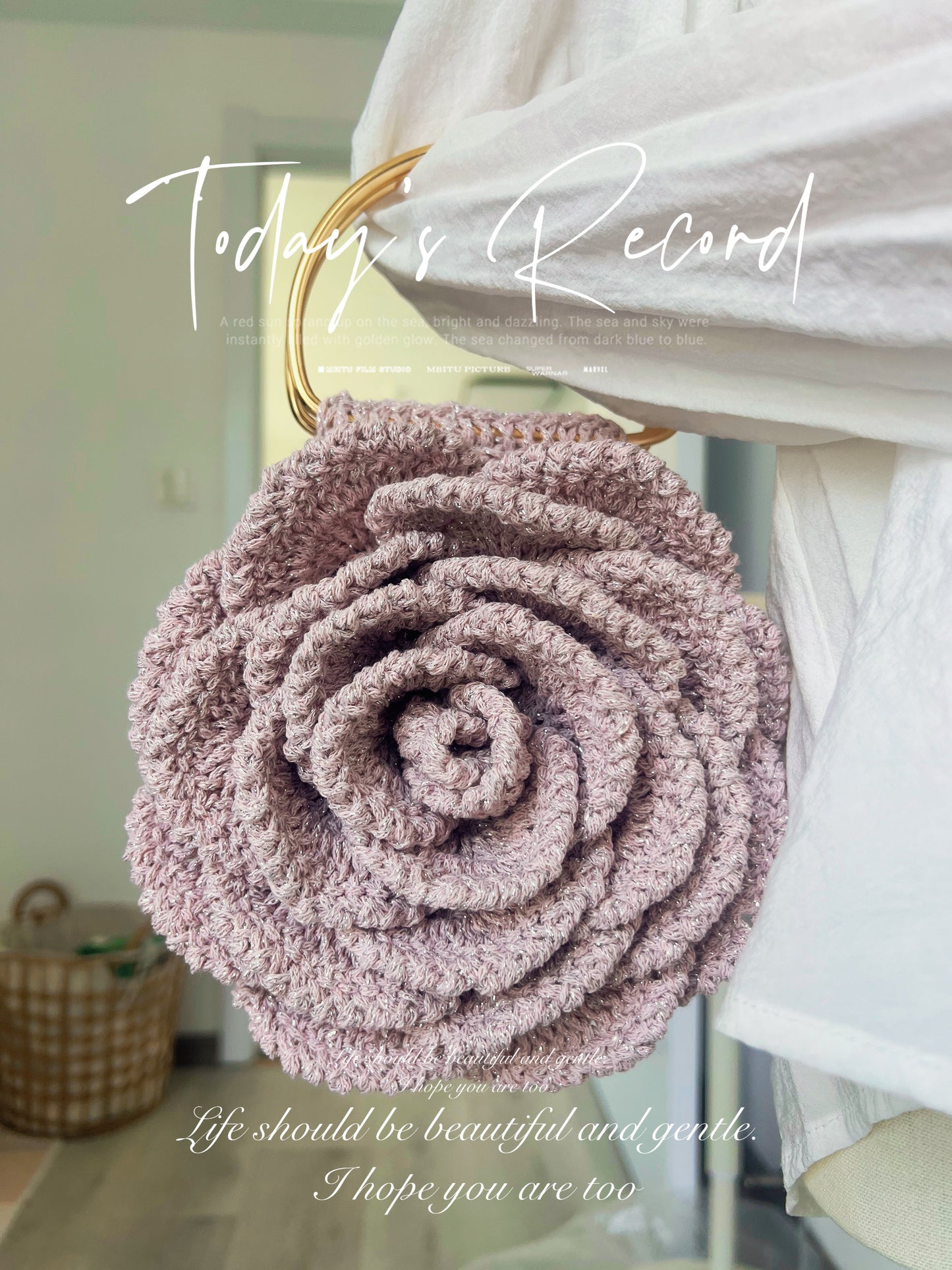 Handmade Crochet Rose Bag – Hollow Cotton Yarn | Floral Statement Purse