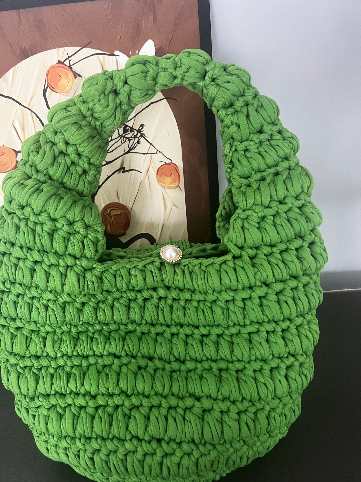 Chunky Green Tote Bag (T-Shirt Yarn)