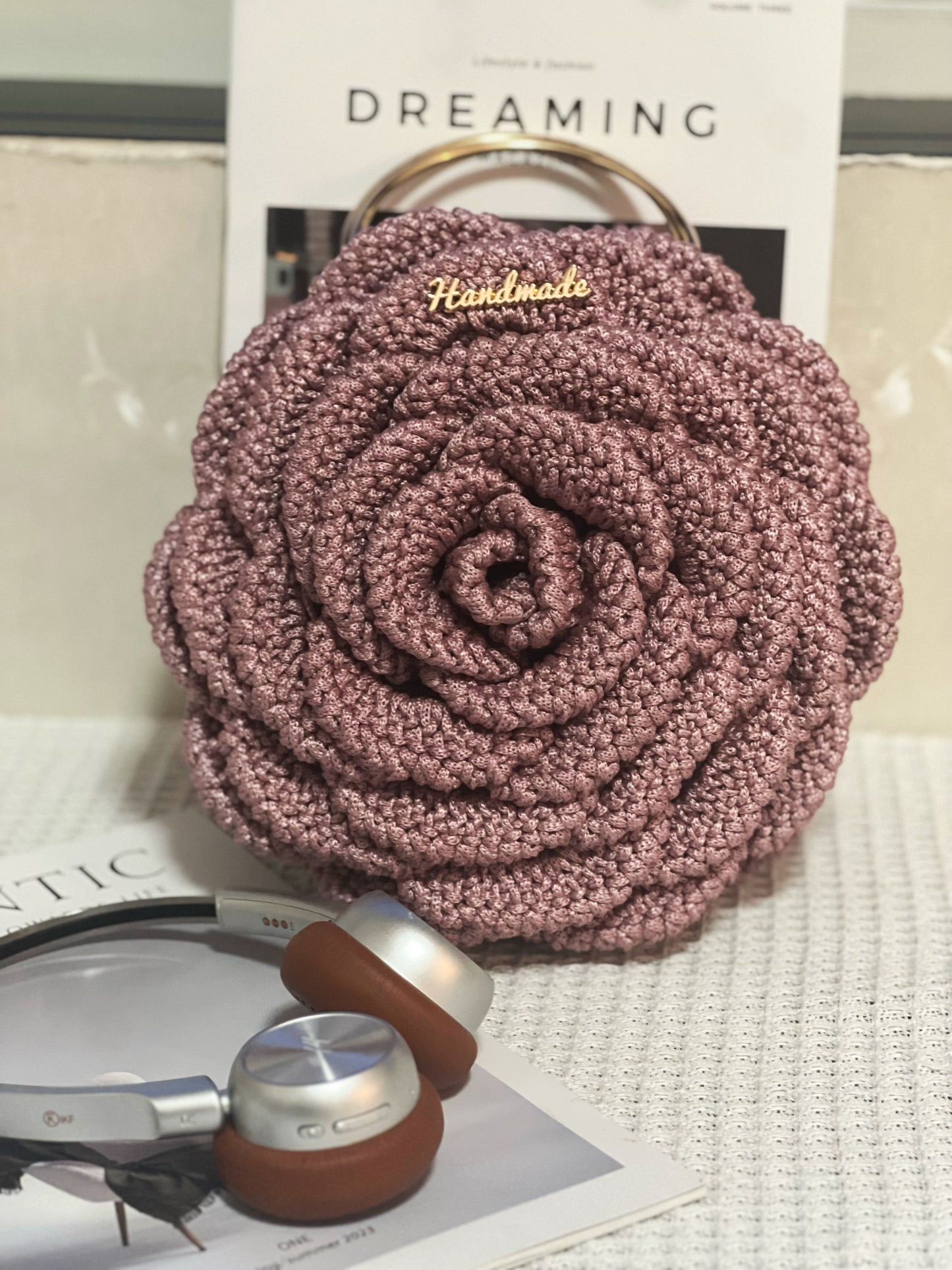 Camellia Crochet Kit – DIY Rose Flower Bag (5 Colors Available)