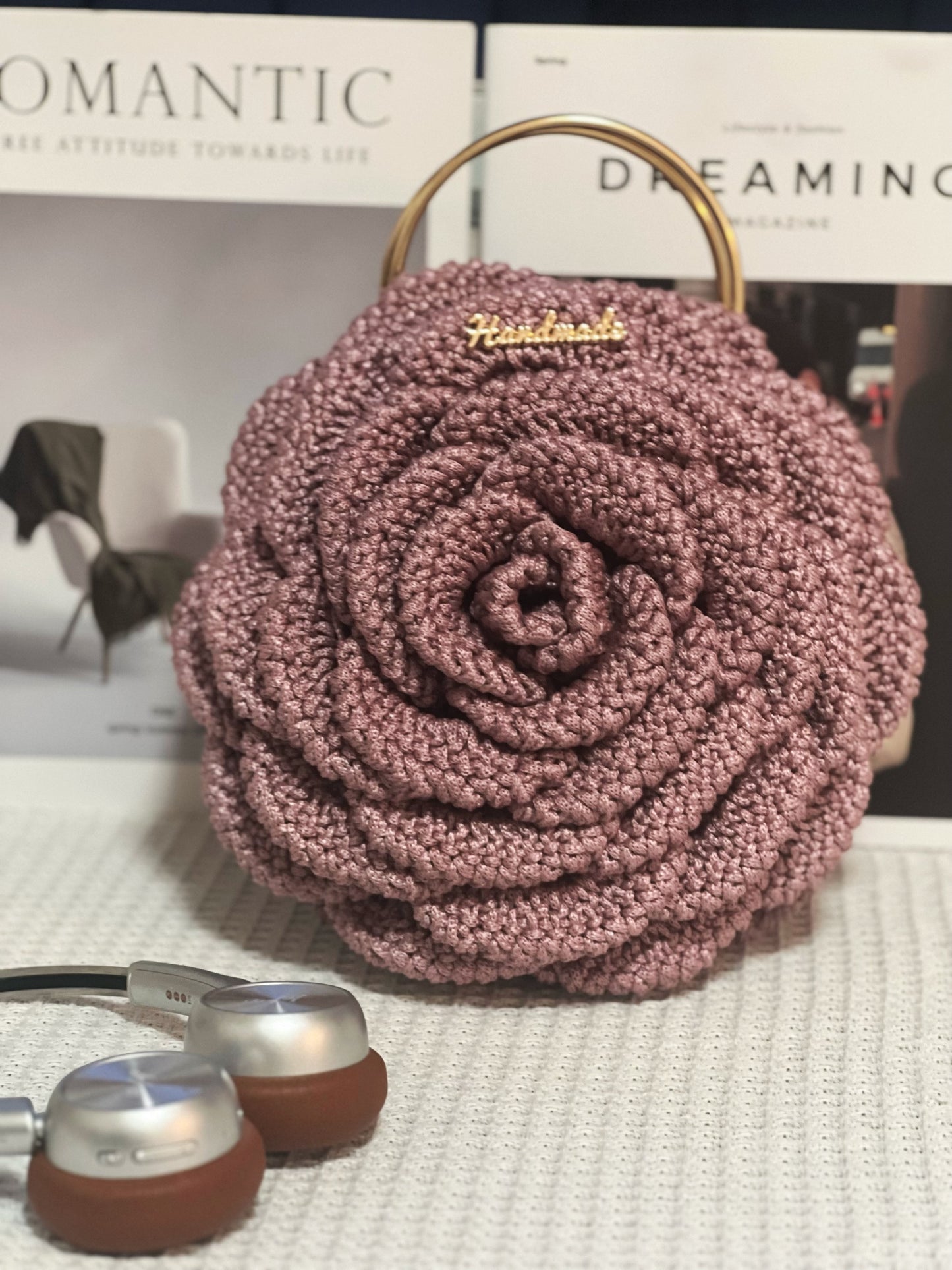 Camellia Crochet Kit – DIY Rose Flower Bag (5 Colors Available)