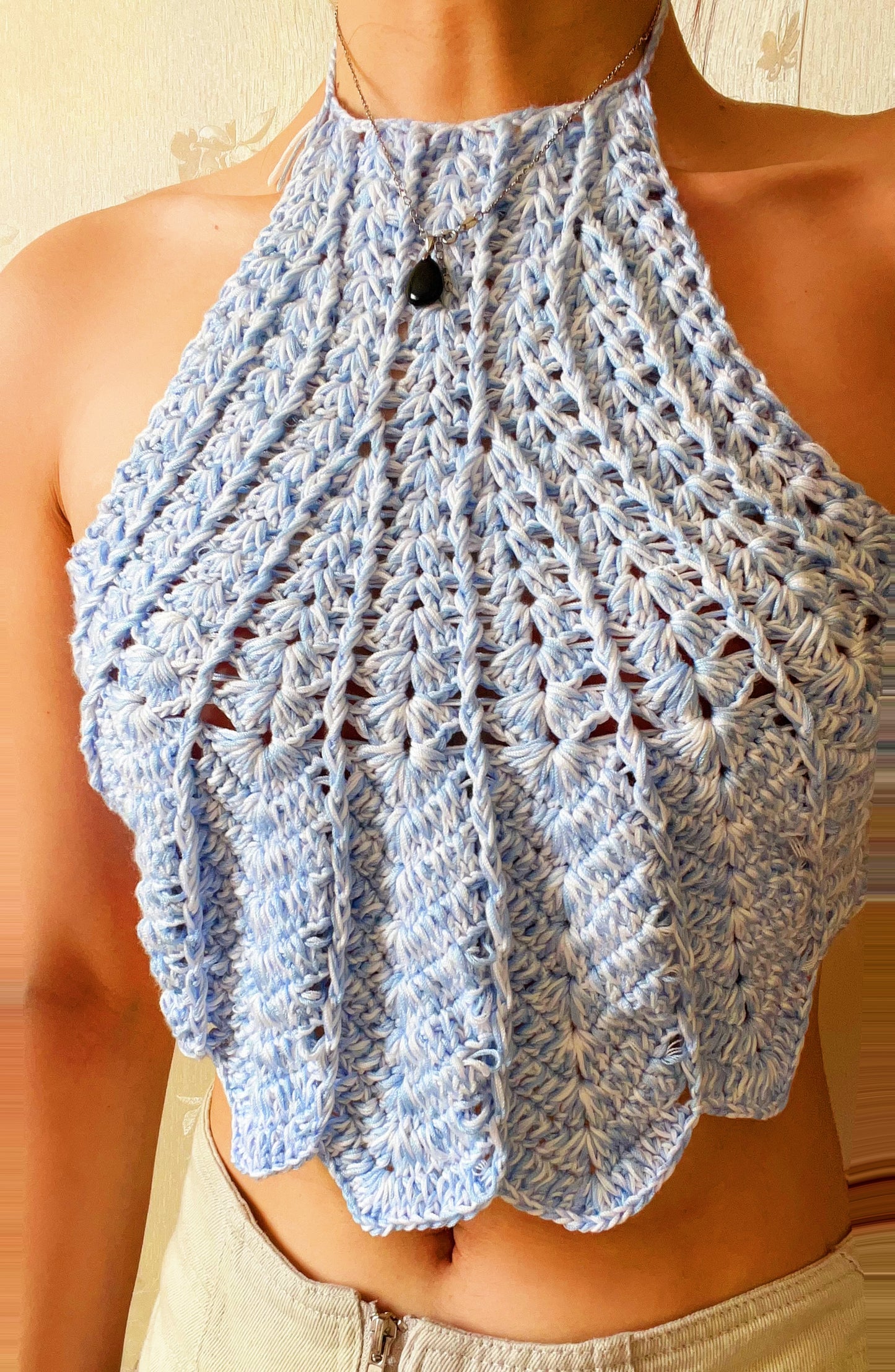 (PDF pattern)Handmade Crochet Halter Top