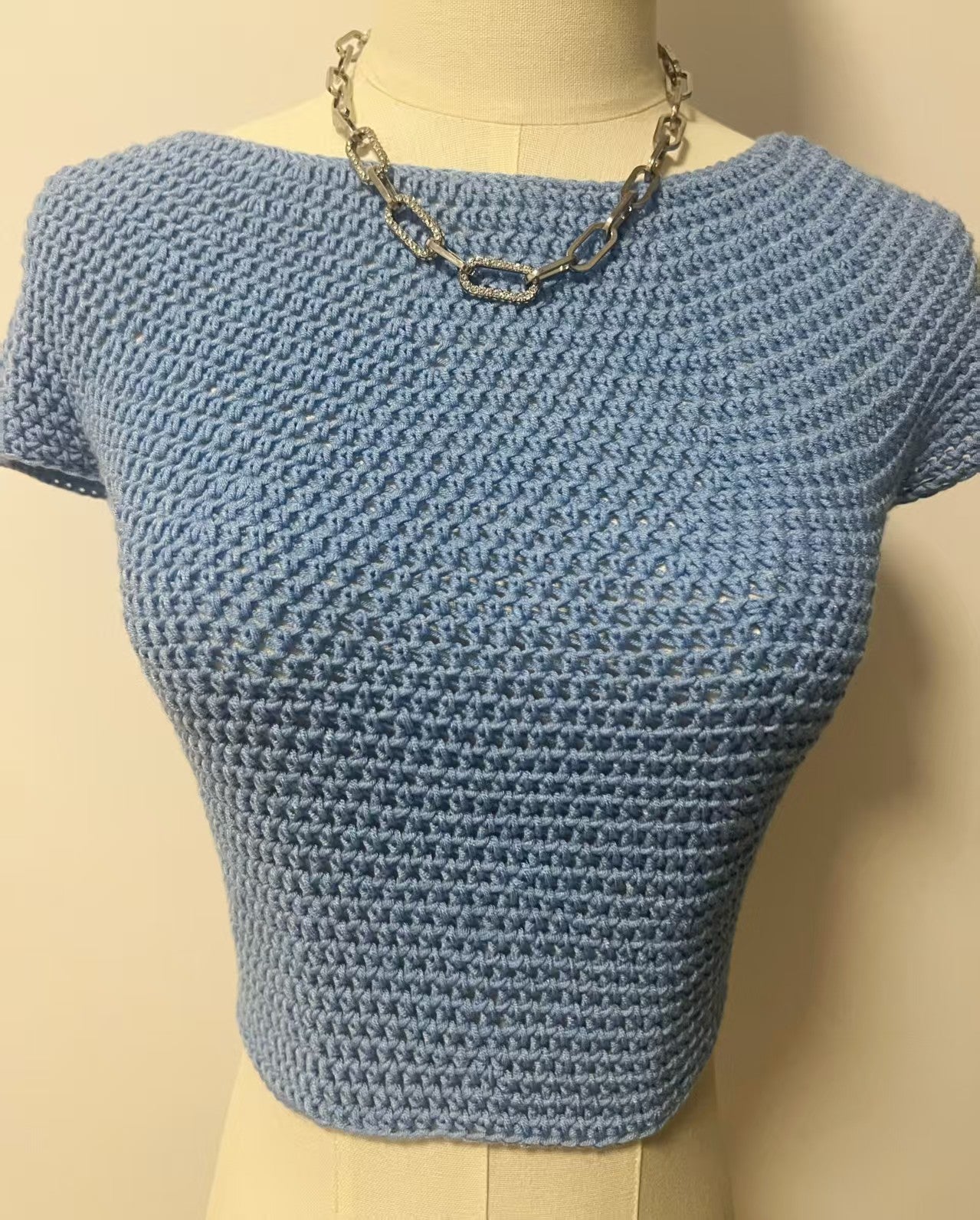 Yoke Crochet Top Pattern (PDF) – Seamless Round Neck Tee | Sizes S/M/L