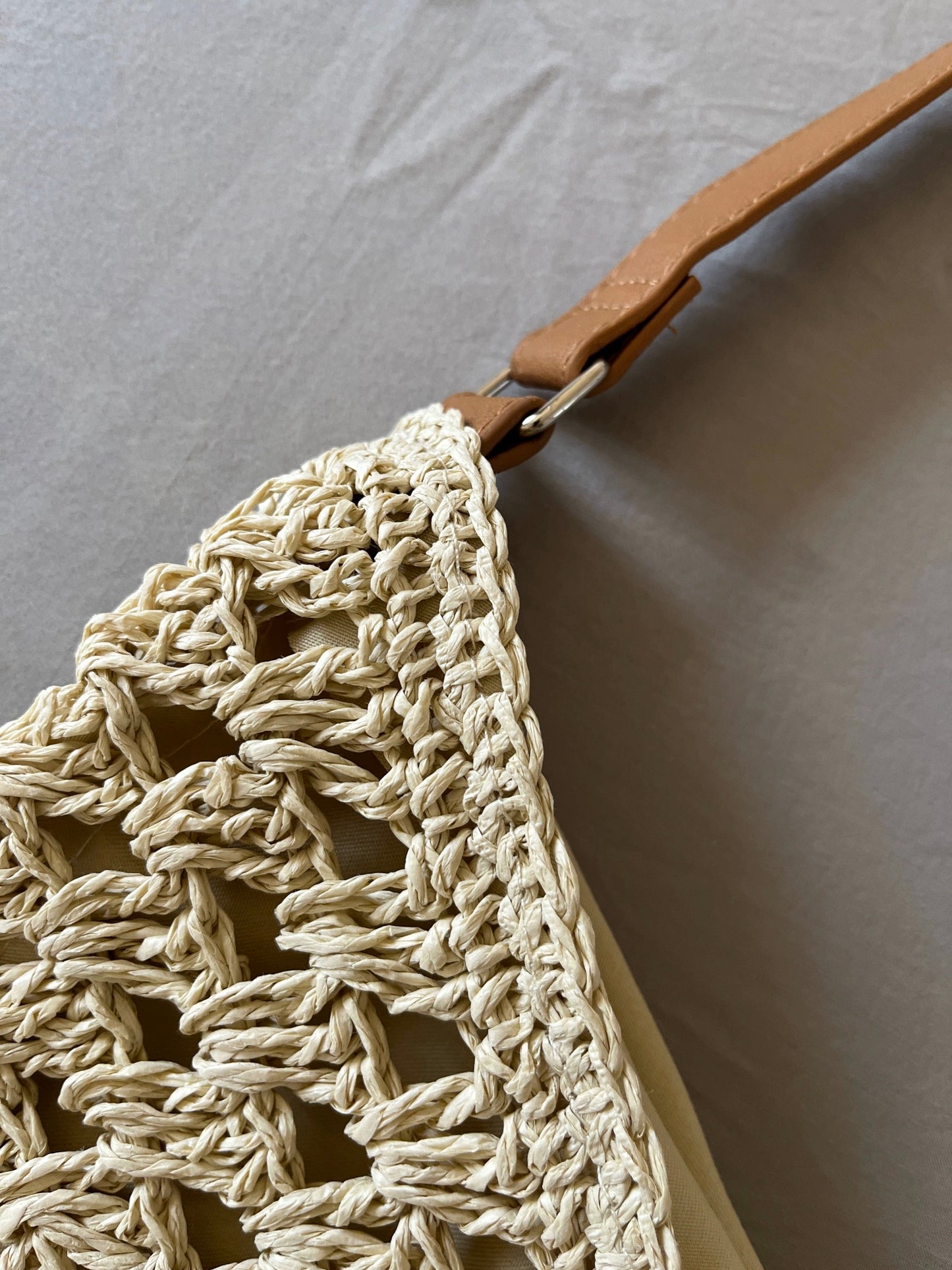 Handmade Crochet Straw Beach Bag – Boho Summer Mesh Tote for Travel & Daily Use