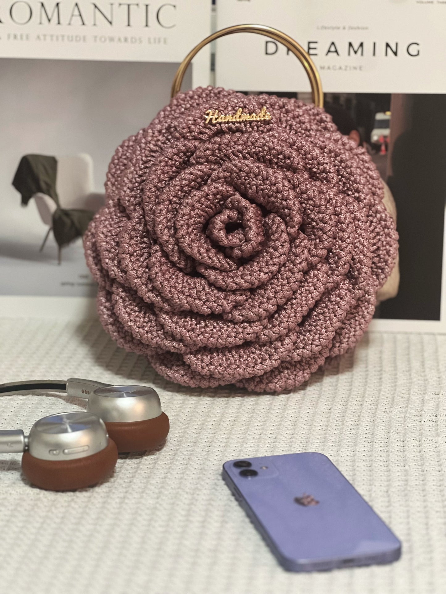 Crochet Pattern – Rose Flower Bag (PDF Download)