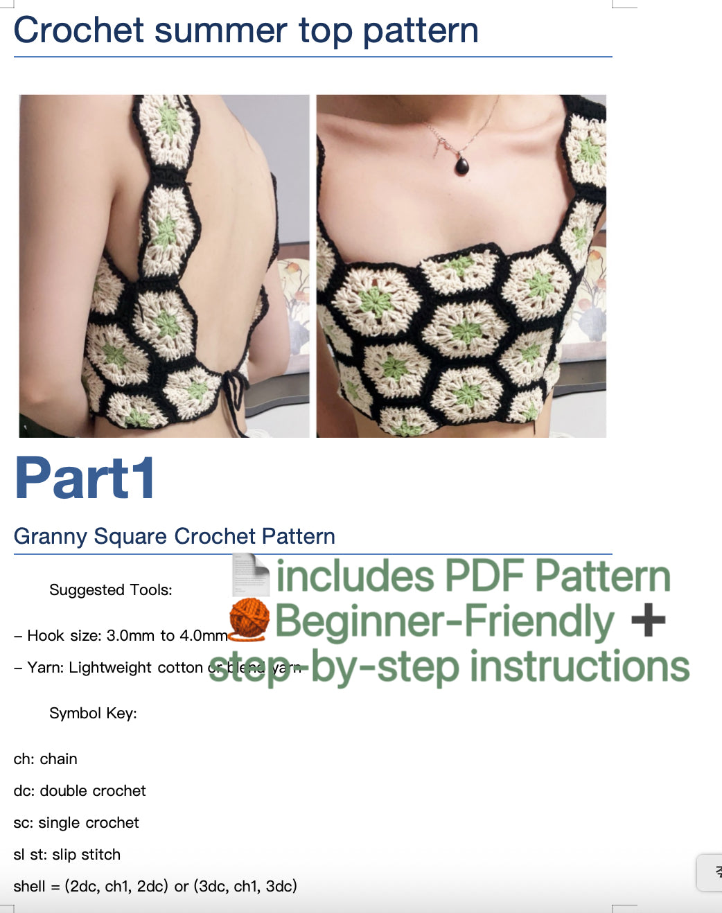 Granny Square Crochet Vest – PDF Pattern + Step-by-Step Video Tutorial