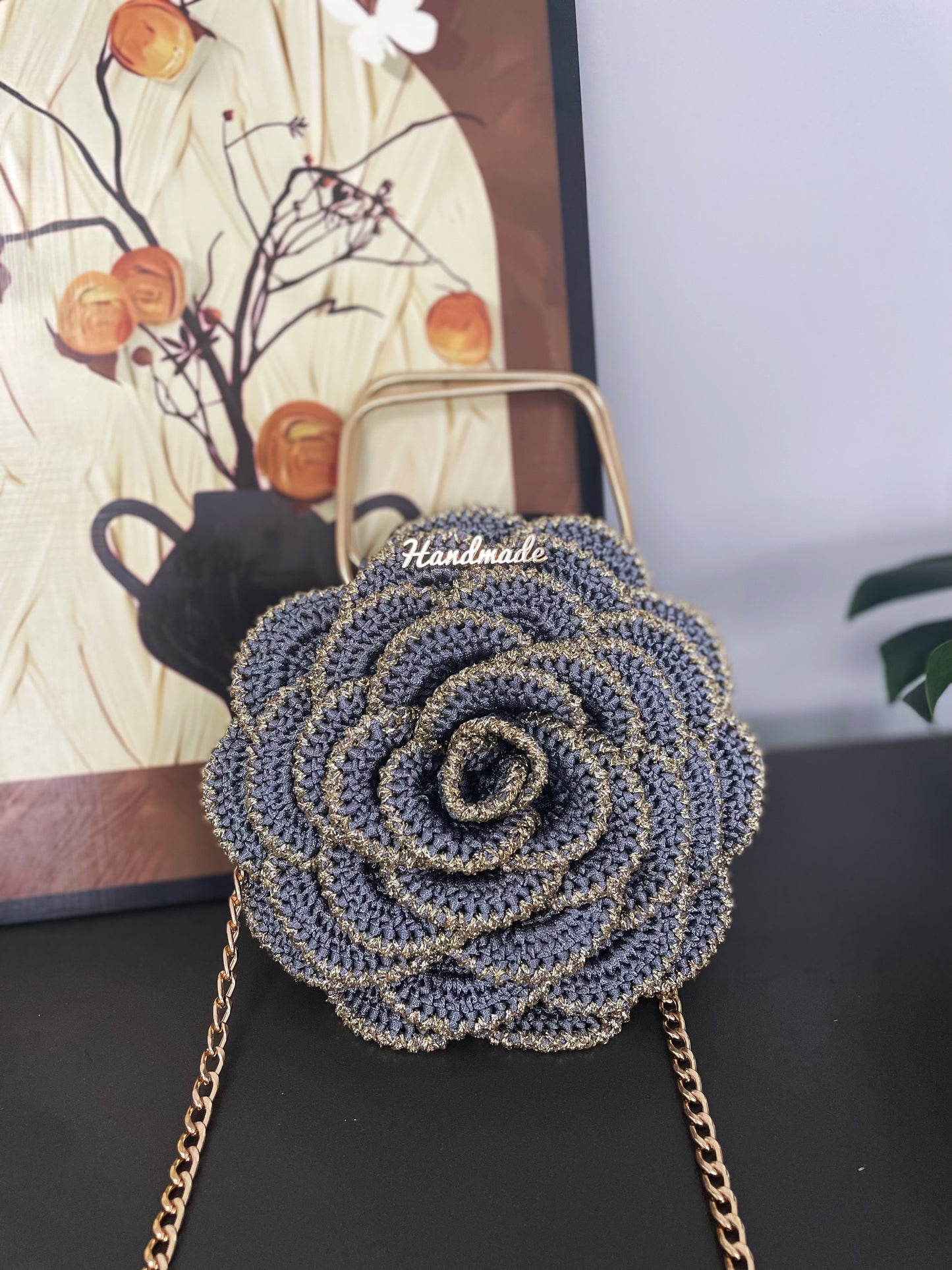 Camellia Crochet Kit – DIY Rose Flower Bag (7 Colors Available)