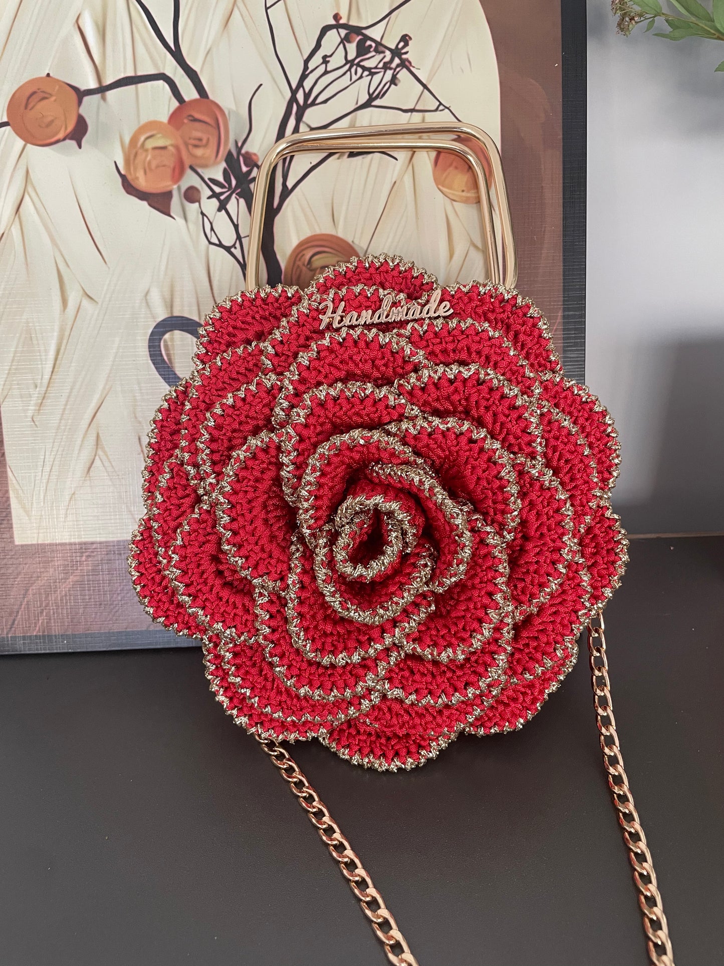 Camellia Crochet Kit – DIY Rose Flower Bag (7 Colors Available)