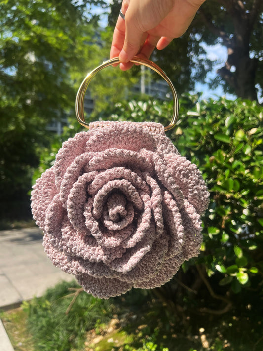 Handmade Crochet Rose Bag – Hollow Cotton Yarn | Floral Statement Purse