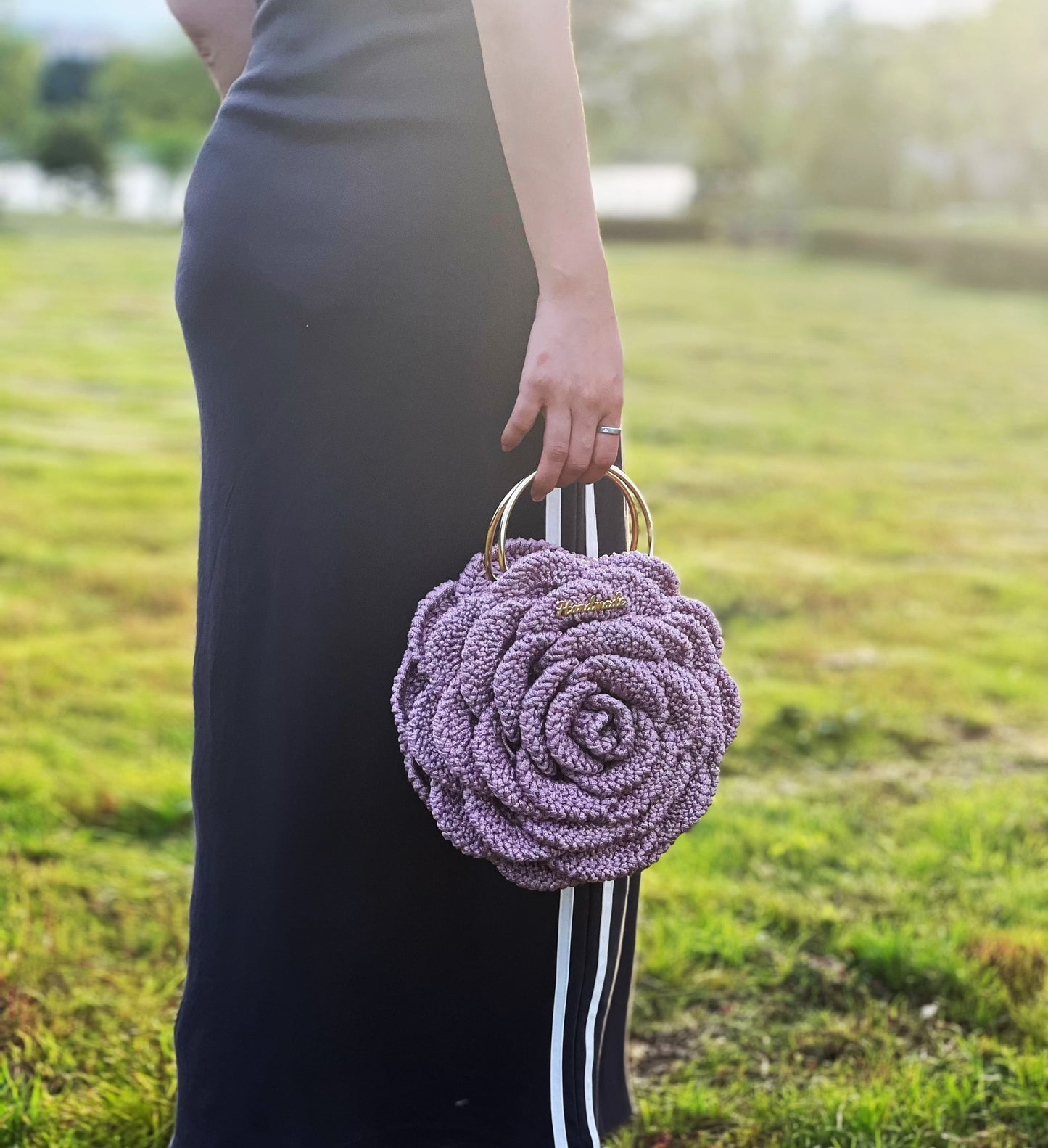 PDF Pattern-Black & White Crochet Rose Bag  (With Chart & Written Instructions)