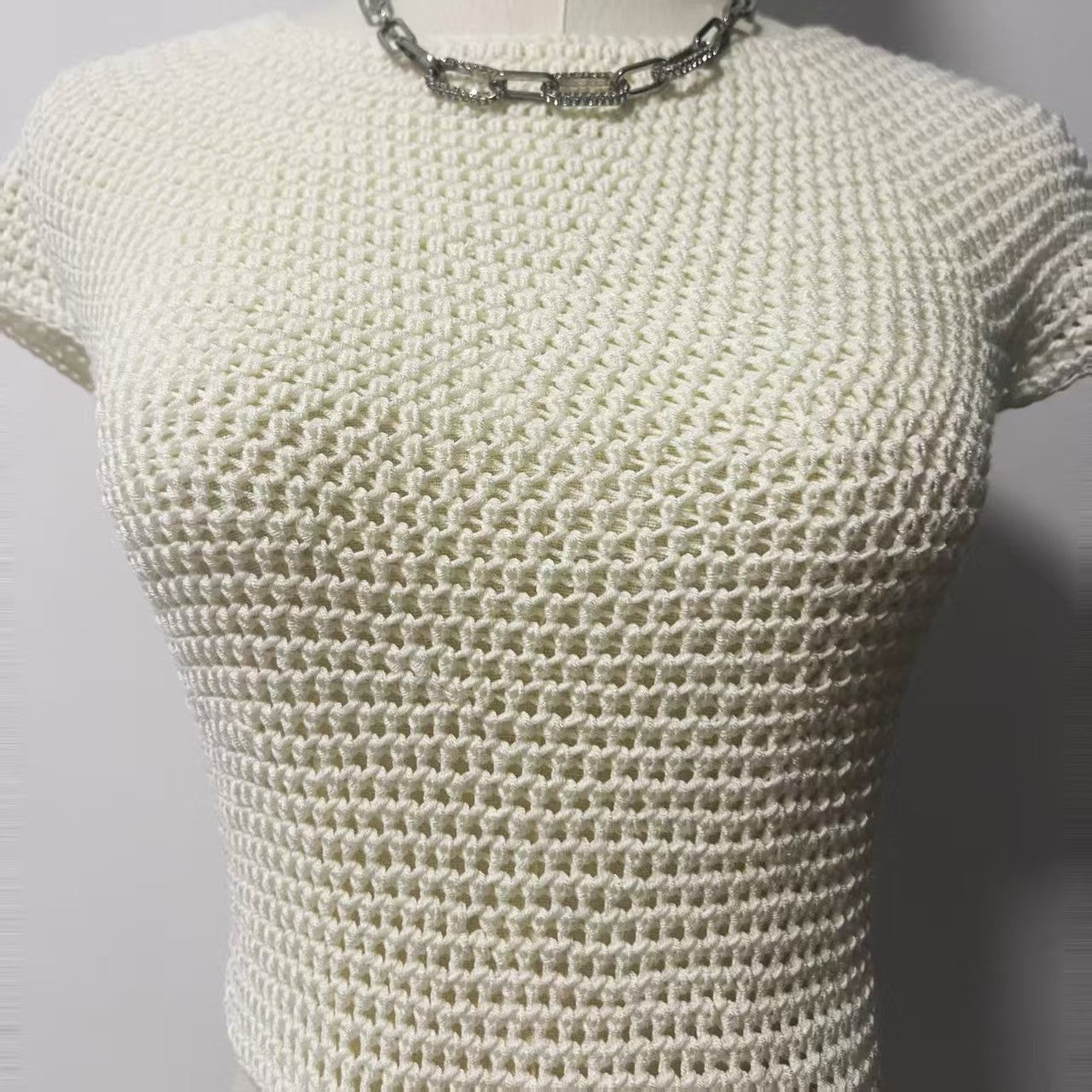 Yoke Crochet Top Pattern (PDF) – Seamless Round Neck Tee | Sizes S/M/L