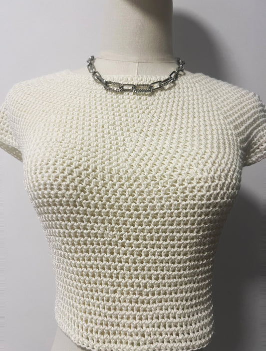 Yoke Crochet Top Pattern (PDF) – Seamless Round Neck Tee | Sizes S/M/L