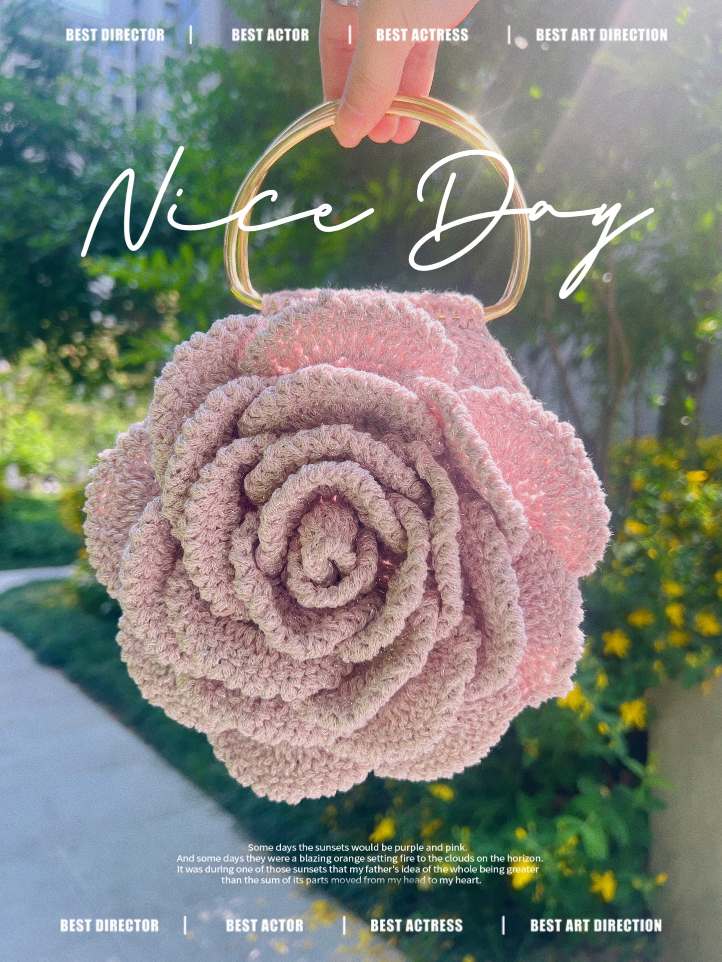 Handmade Crochet Rose Bag – Hollow Cotton Yarn | Floral Statement Purse